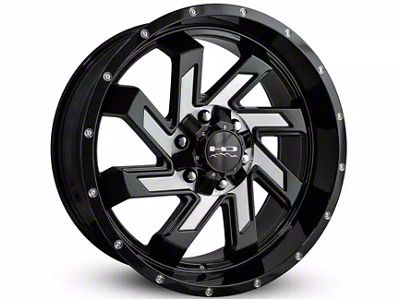 HD Off-Road Wheels SAW Gloss Black Milled Edges Wheel; 22x10; -10mm Offset (14-18 Silverado 1500)
