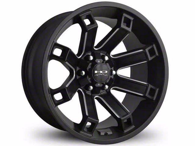 20 Point Rims HD Off-Road Wheels Canyon Hollow Point Satin Black Milled 6-Lug Wheel ...