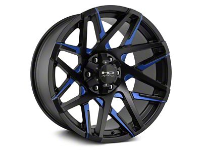 HD Off-Road Wheels Canyon Satin Black Milled with Blue Clear 5-Lug Wheel; 20x10; -25mm Offset (05-11 Dakota)