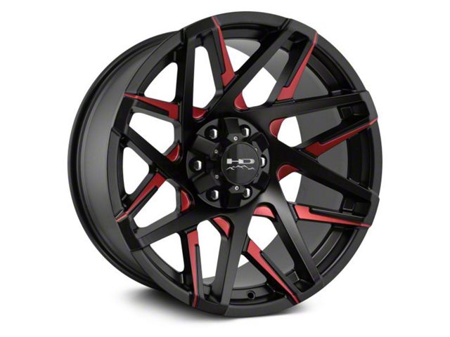 HD Off-Road Wheels Canyon Satin Black Milled with Red Clear 5-Lug Wheel; 20x10; -25mm Offset (05-11 Dakota)