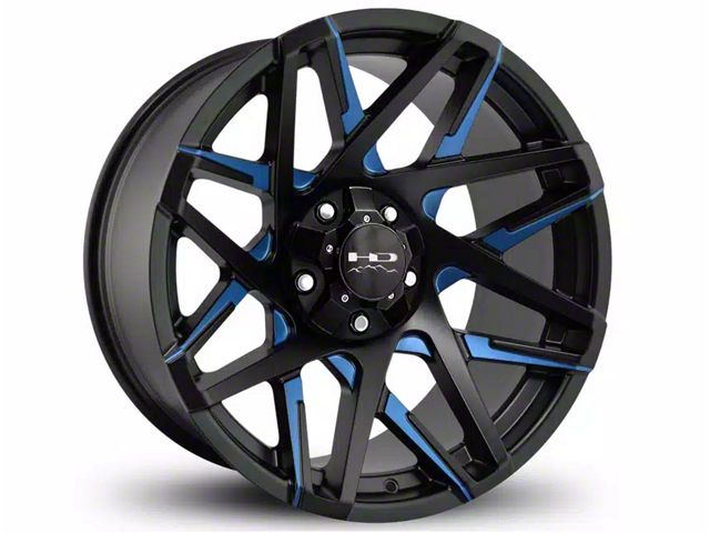 HD Off-Road Wheels Canyon Satin Black Milled with Blue Clear Wheel; 20x9; 0mm Offset (21-24 F-150)