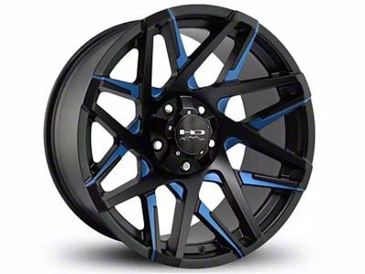HD Off-Road Wheels Canyon Satin Black Milled with Blue Clear Wheel; 20x9; 0mm Offset (21-24 F-150)