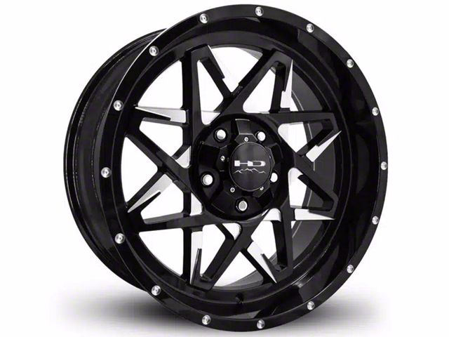 HD Off-Road Wheels Caliber Gloss Black Milled 5-Lug Wheel; 20x9; 0mm Offset (02-08 RAM 1500, Excluding Mega Cab)