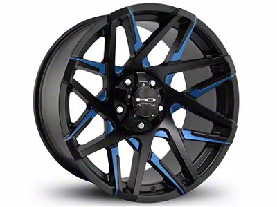 HD Off-Road Wheels Canyon Satin Black Milled with Blue Clear Wheel; 20x9; 0mm Offset (19-24 RAM 1500)