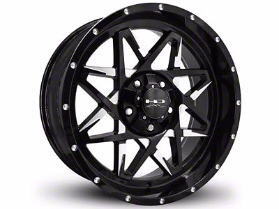 HD Off-Road Wheels Caliber Gloss Black Milled 6-Lug Wheel; 20x10; -25mm Offset (19-25 Silverado 1500)