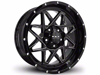 HD Off-Road Wheels Caliber Gloss Black Milled 6-Lug Wheel; 20x10; -25mm Offset (19-25 Silverado 1500)