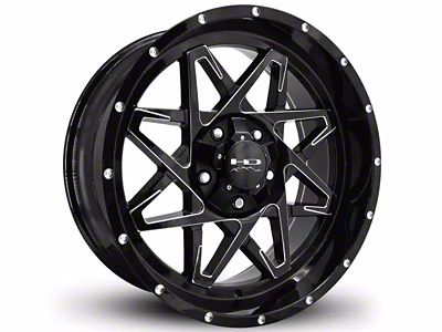 HD Off-Road Wheels Caliber Gloss Black Milled 6-Lug Wheel; 20x10; -25mm Offset (19-24 Silverado 1500)