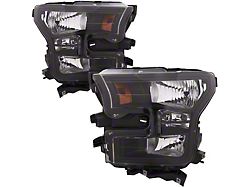 Headlights Depot OE Style Performance Headlights; Black Housing; Clear Lens (15-17 F-150 w/ Factory Halogen Headlights)