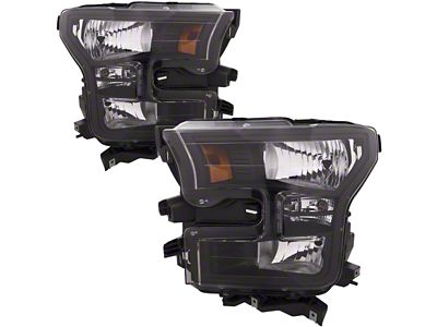 Headlights Depot OE Style Performance Headlights; Black Housing; Clear Lens (15-17 F-150 w/ Factory Halogen Headlights)