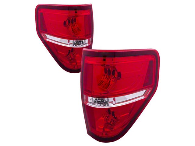 Headlights Depot OE Style Tail Lights; Chrome Housing; Red Lens (09-14 F-150 Styleside)