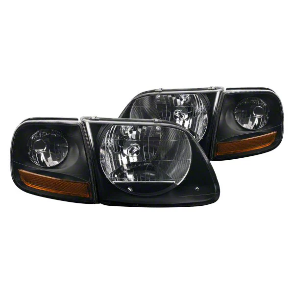 Headlights Depot F150 Replacement Headlights; Black Housing; Smoked