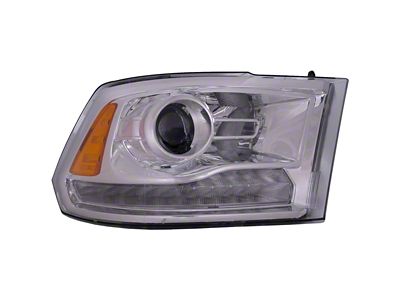 Headlights Depot Projector Halogen Headlight; Passenger Side; Chrome Housing; Clear Lens (13-15 RAM 2500)