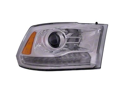 Headlights Depot Projector Halogen Headlight; Passenger Side; Chrome Housing; Clear Lens (13-15 RAM 2500)