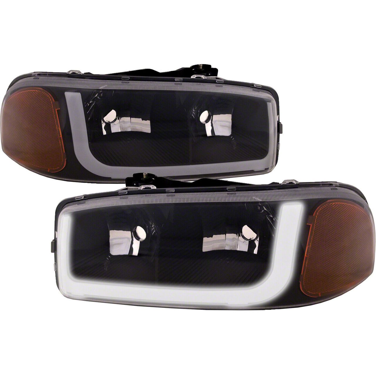 Headlights Depot Sierra 1500 Performance Headlights with LED DRL; Black