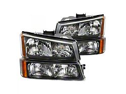 Headlights Depot Replacement Headlights; Black Housing; Clear Lens (03-06 Silverado 1500)