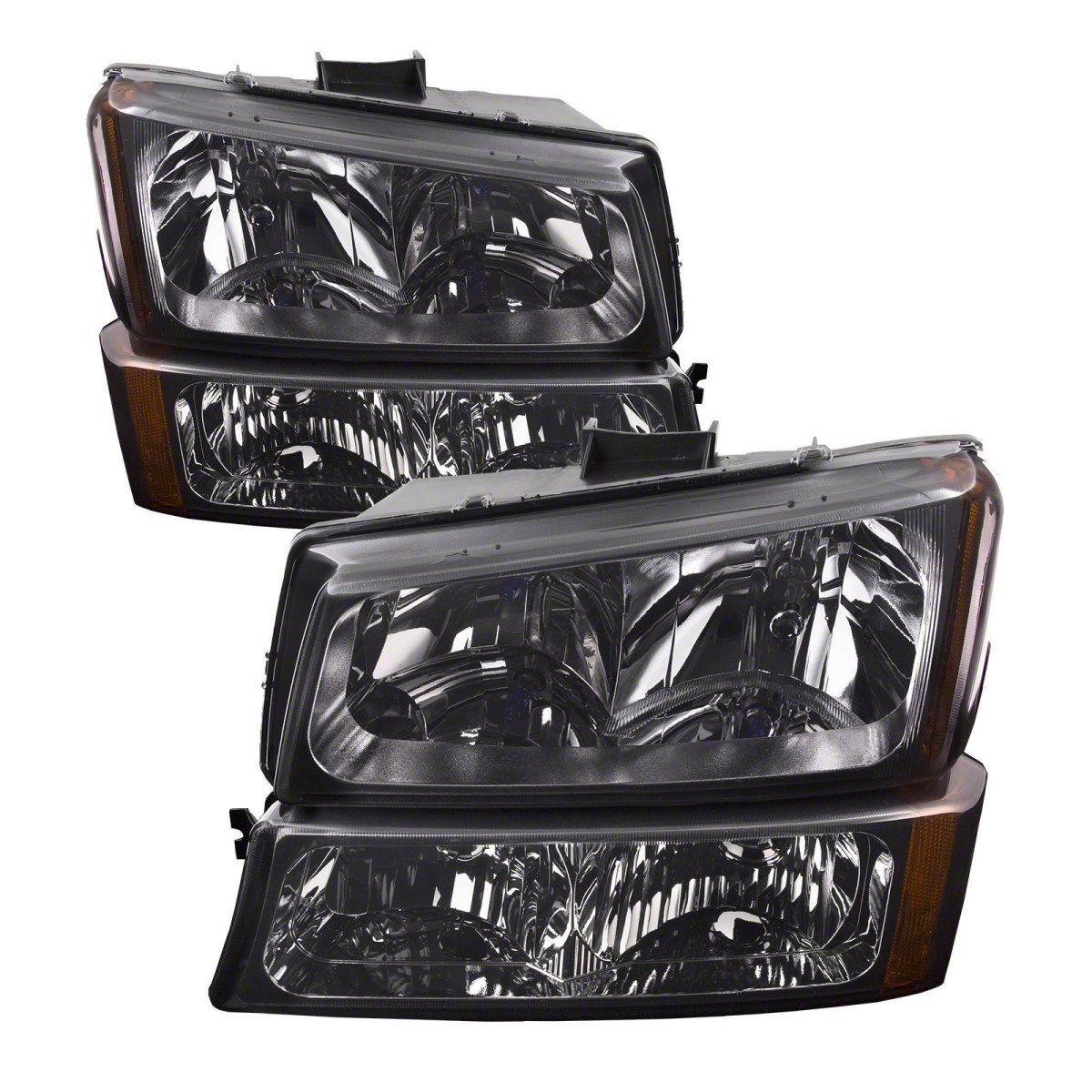 Headlights Depot Silverado 1500 Replacement Headlights; Black Housing