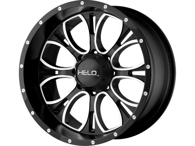 HELO HE879 Gloss Black Machined and Milled 6-Lug Wheel; 20x9; 18mm Offset (07-13 Sierra 1500)