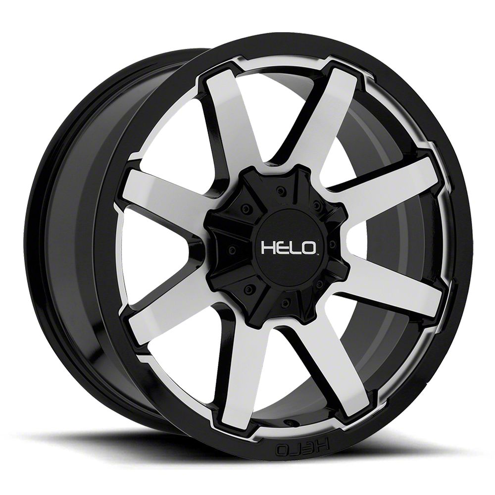 HELO RAM 2500 HE909 Gloss Black Machined 8-Lug Wheel; 20x9; 0mm Offset ...