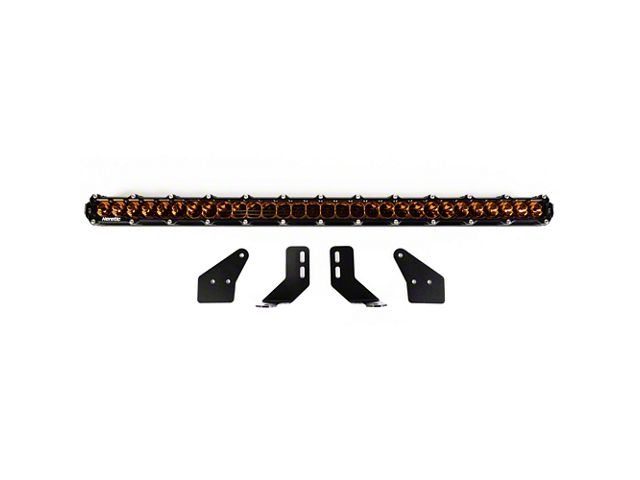Heretic Studios 30-Inch LED Light Bar with Behind the Grille Mounting Brackets; Combo Beam; Amber Lens (17-20 F-150 Raptor)