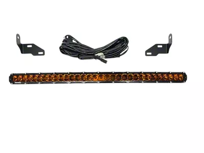 Heretic Studios 30-Inch Curved LED Light Bar with Bumper Mounting Kit; Flood Beam; Amber Lens (23-25 F-350 Super Duty, Excluding XL)