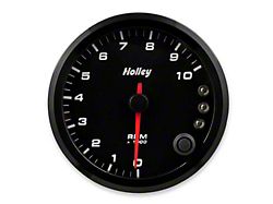 Holley 3-3/8-Inch Analog-Style Tachometer; 0-10K; Black (Universal; Some Adaptation May Be Required)