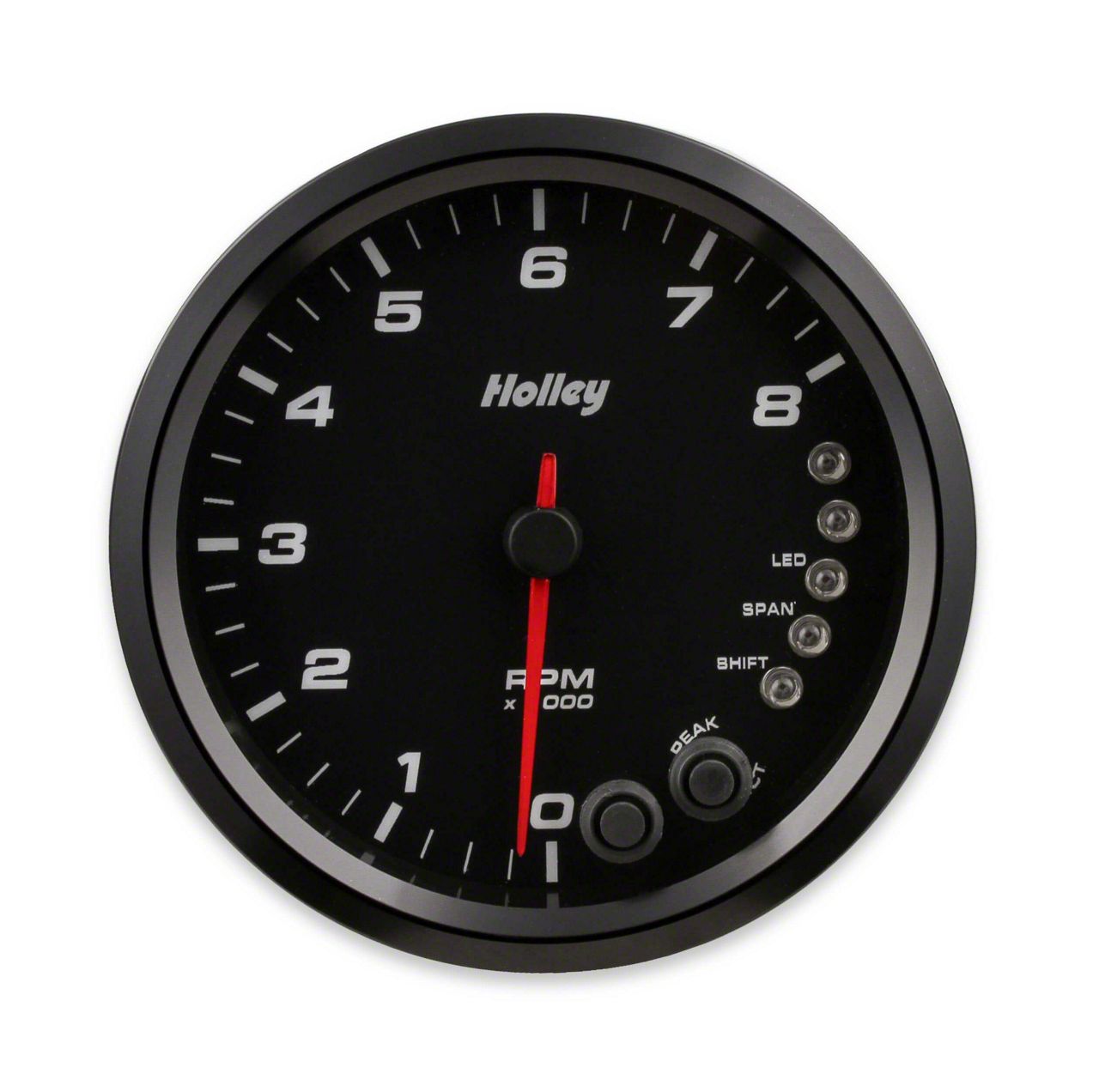 Holley 4.50-Inch Analog-Style Tachometer; 0-8K; Black (Universal; Some Adaptation May Be Required)