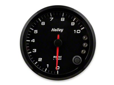 Holley 3-3/8-Inch 10K Tachometer with Shift Light; Black (Universal; Some Adaptation May Be Required)