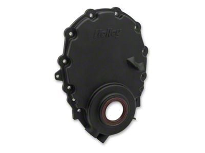 Holley Cast Aluminum Timing Chain Cover; Black Finish (99-06 V8 Silverado 1500)