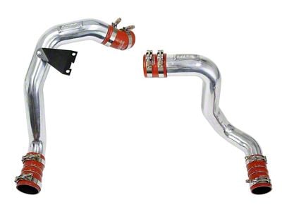 HPS Intercooler Hot and Cold Side Charge Pipes with Orange Boots; Polished (03-07 6.0L Powerstroke F-250 Super Duty)