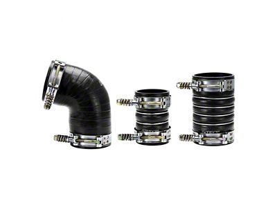 HPS High Temp Aramid Reinforced Silicone Intercooler Hose Boot Kit; Black (07-10 6.6L Silverado 3500 HD)