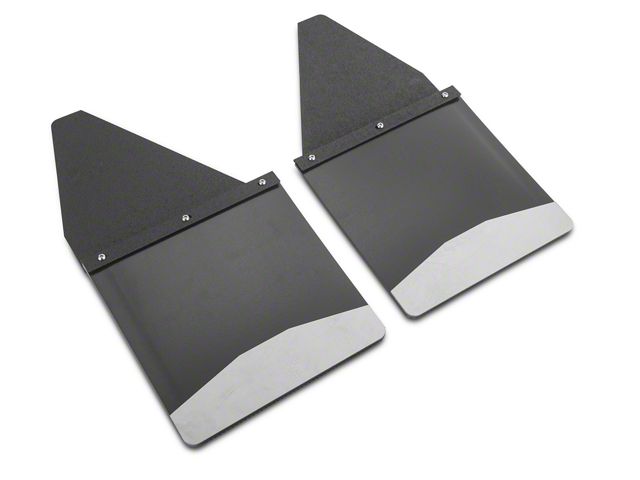 12-Inch Wide KickBack Mud Flaps; Front or Rear; Textured Black Top and Stainless Steel Weight (Universal; Some Adaptation May Be Required)