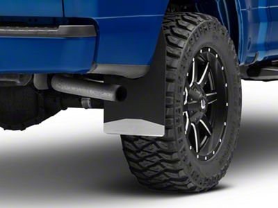 12-Inch Wide Mud Flaps; Front or Rear; Stainless Steel Weight (Universal; Some Adaptation May Be Required)
