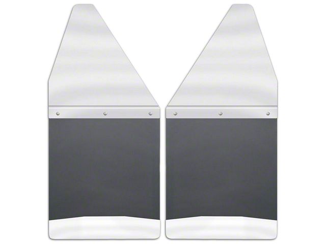 12-Inch Wide KickBack Mud Flaps; Front or Rear; Stainless Steel Top and Weight (04-18 RAM 1500)