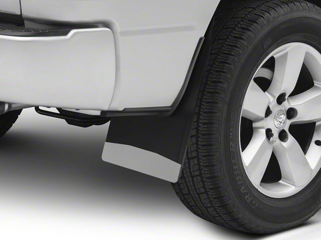 14-Inch Wide Mud Flaps; Front or Rear; Stainless Steel Weight (Universal; Some Adaptation May Be Required)