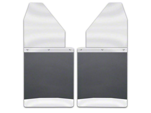 14-Inch Wide KickBack Mud Flaps; Front or Rear; Stainless Steel Top and Weight (04-18 RAM 1500)