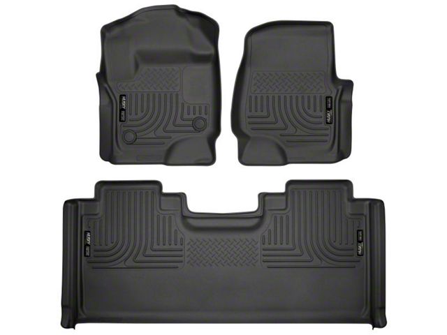 Husky Liners WeatherBeater Front and Second Seat Floor Liners; Black (17-22 F-350 Super Duty SuperCab)