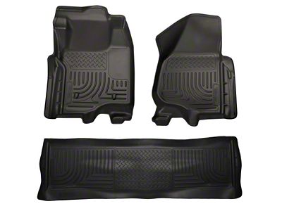 Husky Liners WeatherBeater Front and Second Seat Floor Liners; Footwell Coverage; Black (11-12 F-350 Super Duty SuperCrew w/o Floor Shifter)