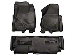Husky Liners WeatherBeater Front and Second Seat Floor Liners; Footwell Coverage; Black (11-12 F-350 Super Duty SuperCab w/o Floor Shifter)