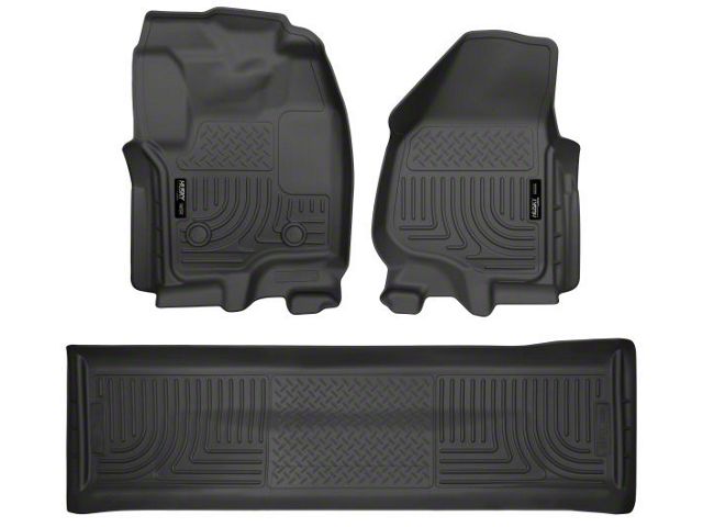 Husky Liners WeatherBeater Front and Second Seat Floor Liners; Footwell Coverage; Black (12-16 F-350 Super Duty SuperCrew w/o Floor Shifter)