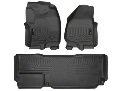 Husky Liners WeatherBeater Front and Second Seat Floor Liners; Footwell Coverage; Black (12-16 F-350 Super Duty SuperCab w/o Floor Shifter)