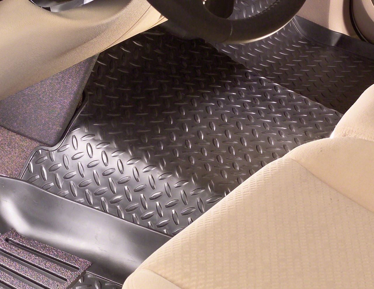 MAX LINER Floor Mats For 2009-2012 Dodge Ram 1500 Quad Cab (2 Row Set) – All-Weather Black Liners, Bench Seat, Front Single Hook
