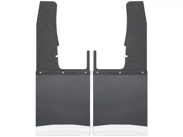 12-Inch Wide KickBack Mud Flaps; Front; Textured Black Top and Stainless Steel Weight (09-18 RAM 1500)