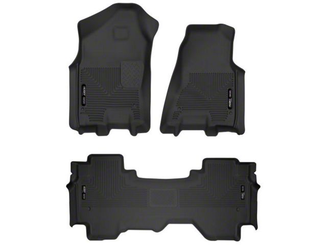 X-Act Contour Front and Second Seat Floor Liners; Black (19-24 RAM 1500 Quad Cab)
