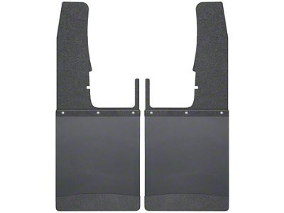 12-Inch Wide KickBack Mud Flaps; Front; Textured Black Top and Weight (09-18 RAM 2500)