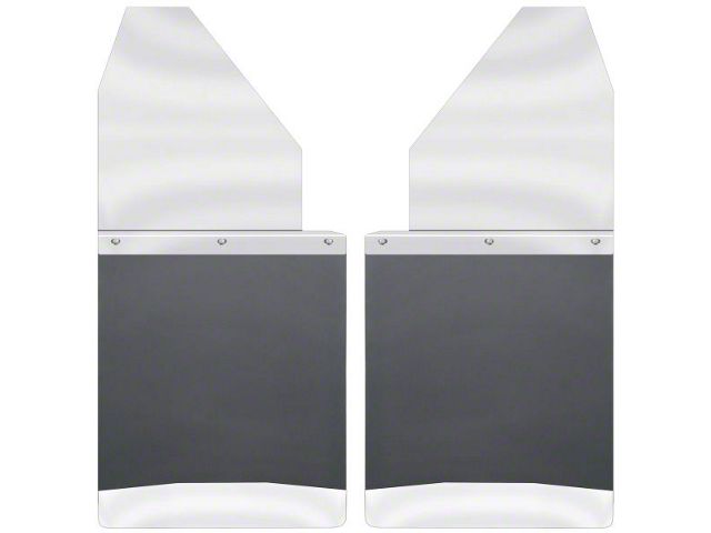 14-Inch Wide KickBack Mud Flaps; Front or Rear; Stainless Steel Top and Weight (Universal; Some Adaptation May Be Required)