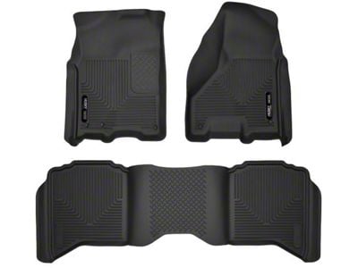 X-Act Contour Front and Second Seat Floor Liners; Black (10-18 RAM 2500 Crew Cab w/ Automatic Transmission)