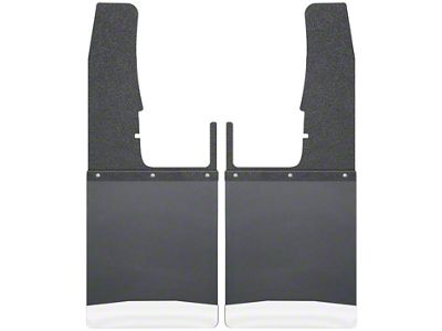 12-Inch Wide KickBack Mud Flaps; Front; Textured Black Top and Stainless Steel Weight (09-18 RAM 3500)