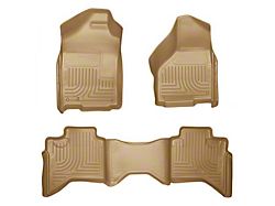 Husky Liners WeatherBeater Front and Second Seat Floor Liners; Tan (03-09 RAM 3500 Quad Cab)