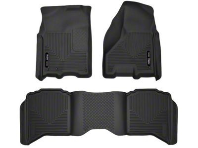 X-Act Contour Front and Second Seat Floor Liners; Black (10-18 RAM 3500 Crew Cab w/ Automatic Transmission)
