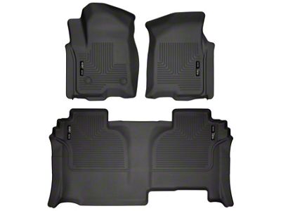 Husky Liners WeatherBeater Front and Second Seat Floor Liners; Black (19-24 Sierra 1500 Double Cab)